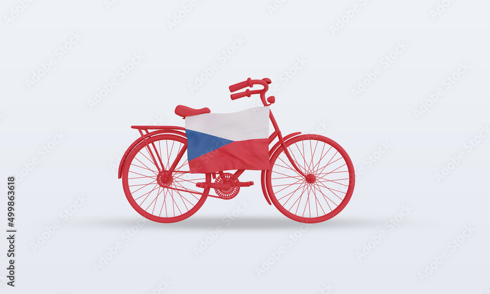 3d bycycle day Czech Republic flag rendering front view 3d bycycle day Czech Republic flag rendering front view