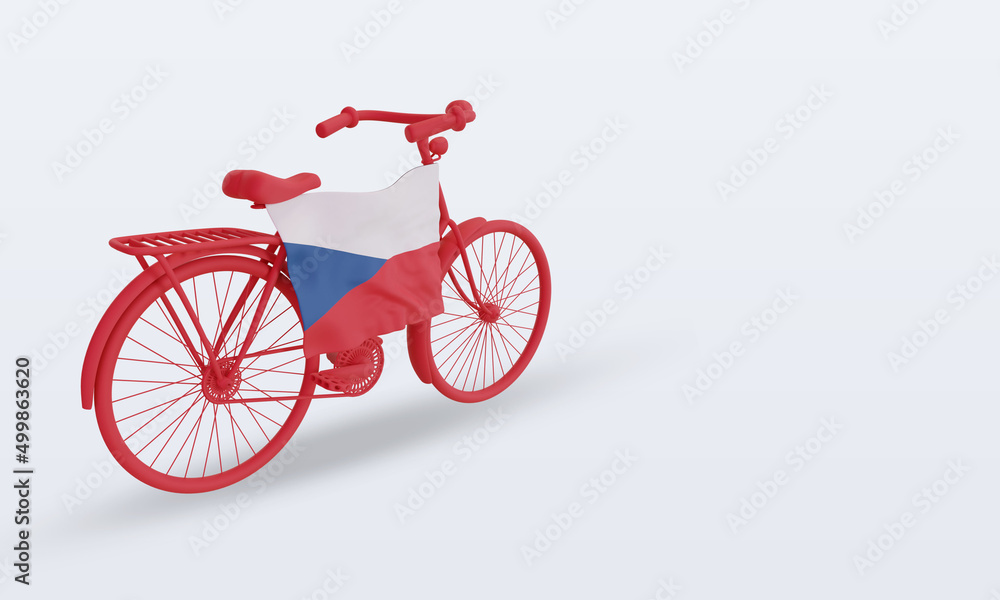 3d bycycle day Czech Republic flag rendering left view 3d bycycle day Czech Republic flag rendering left view