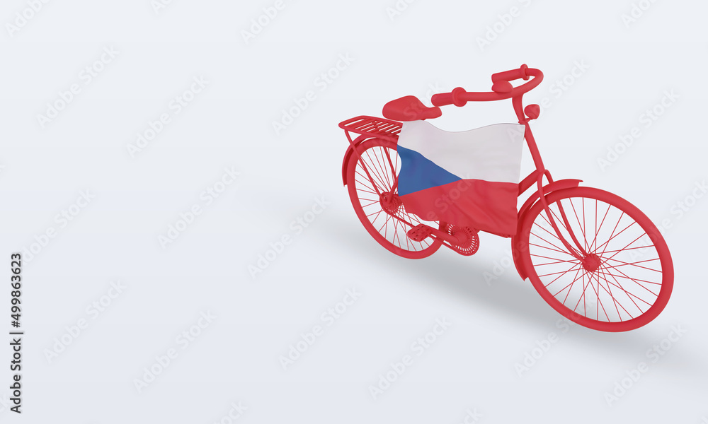 3d bycycle day Czech Republic flag rendering right view 3d bycycle day Czech Republic flag rendering right view