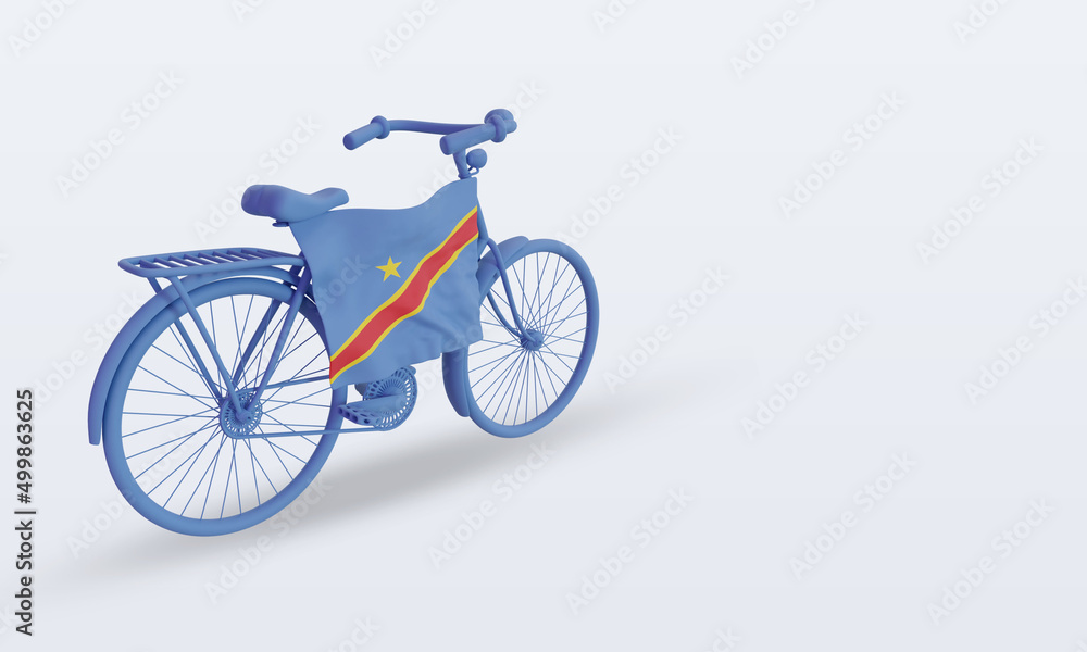 3d bycycle day Democratic Congo flag rendering left view