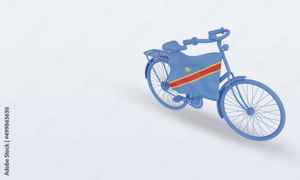 3d bycycle day Democratic Congo flag rendering right view