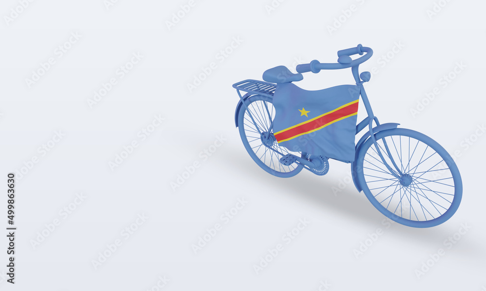Naklejka premium 3d bycycle day Democratic Congo flag rendering right view
