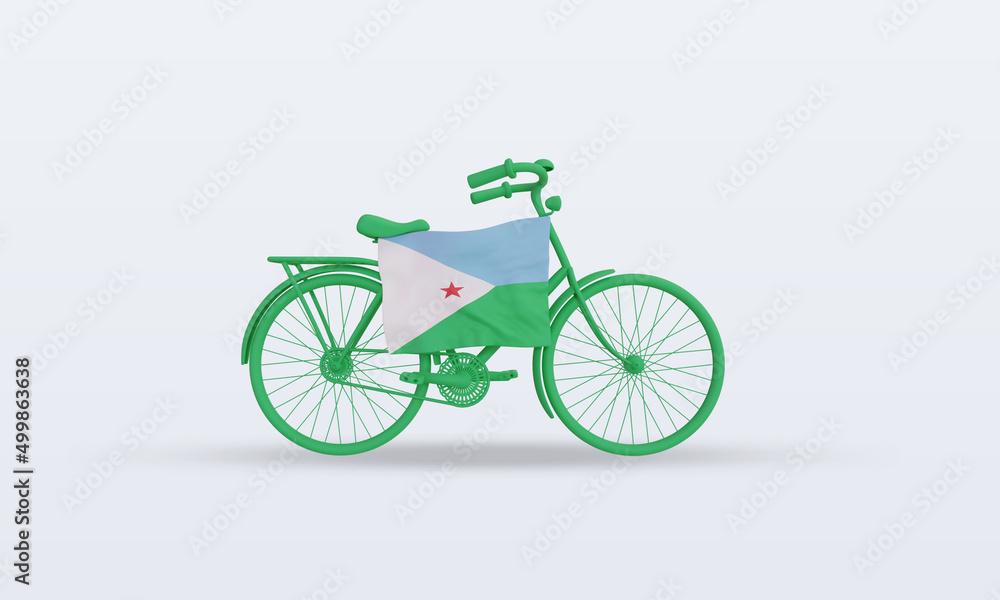 Fototapeta premium 3d bycycle day Djibouti flag rendering front view