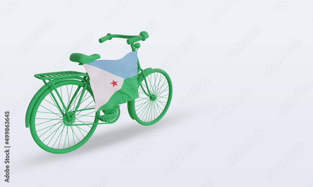 3d bycycle day Djibouti flag rendering left view 3d bycycle day Djibouti flag rendering left view