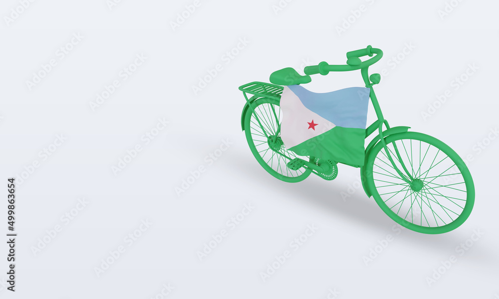 3d bycycle day Djibouti flag rendering right view 3d bycycle day Djibouti flag rendering right view