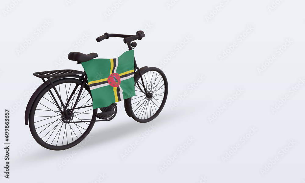 Fototapeta premium 3d bycycle day Dominica flag rendering left view