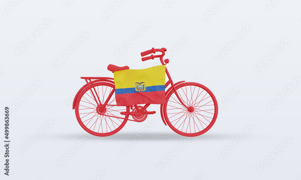 3d bycycle day Ecuador flag rendering front view