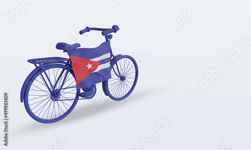 Fototapeta Naklejka Na Ścianę i Meble -  3d bycycle day Cuba flag rendering left view