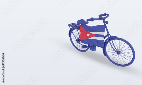 Fototapeta Naklejka Na Ścianę i Meble -  3d bycycle day Cuba flag rendering right view
