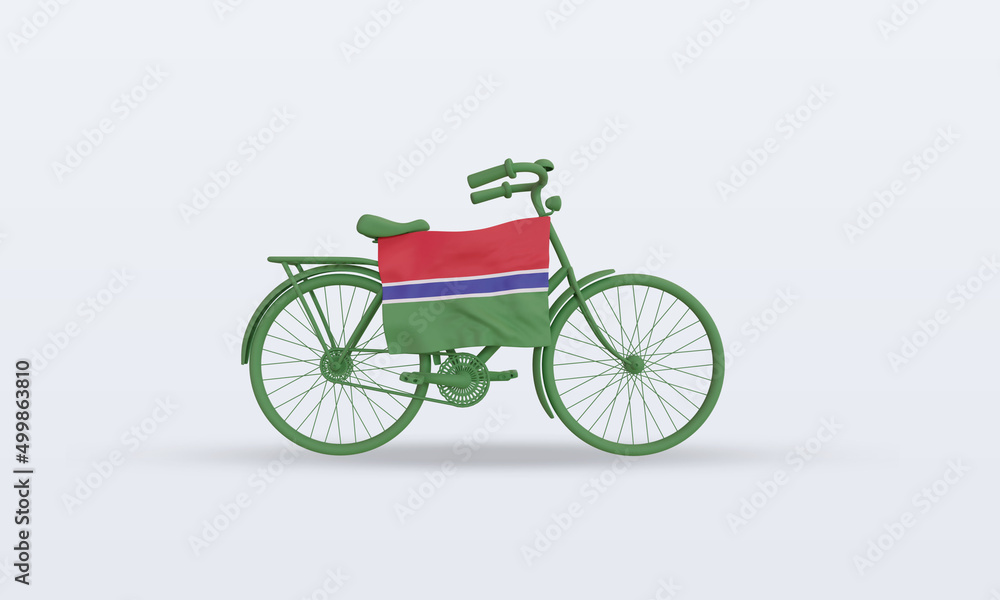3d bycycle day Gambia flag rendering front view 3d bycycle day Gambia flag rendering front view