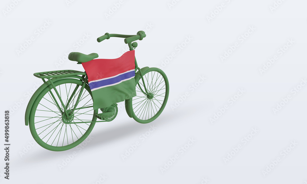 Fototapeta premium 3d bycycle day Gambia flag rendering left view