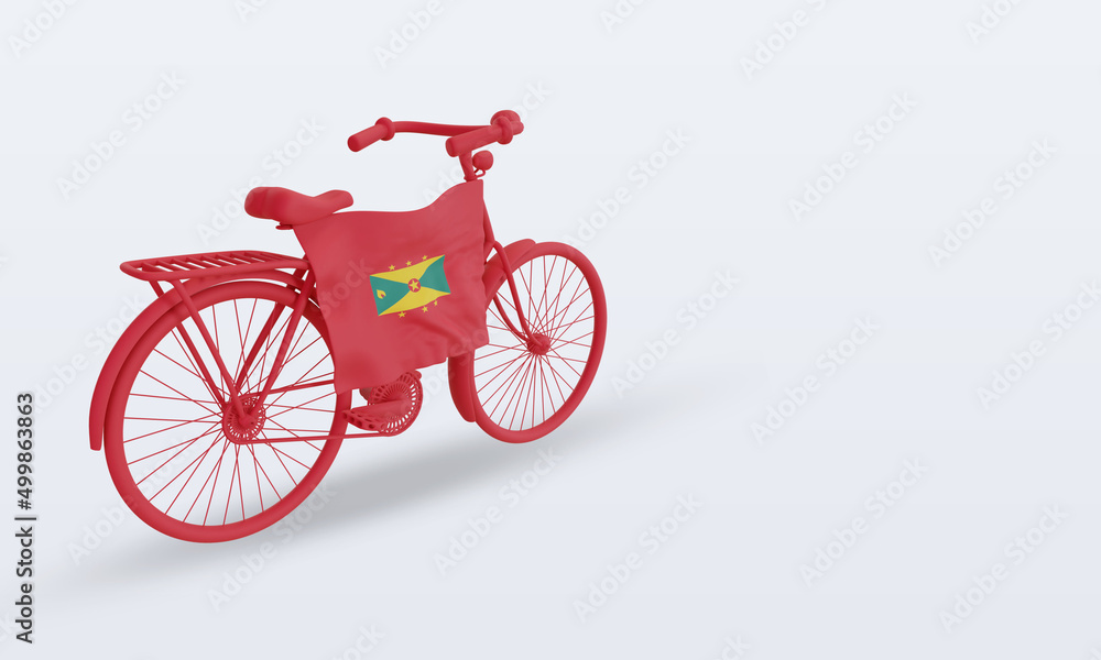 3d bycycle day Grenada flag rendering left view