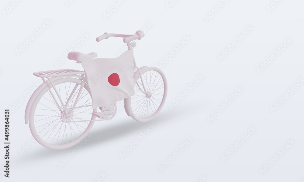 3d bycycle day Japan flag rendering left view