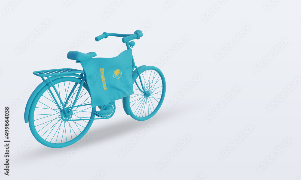 Fototapeta premium 3d bycycle day Kazakhstan flag rendering left view