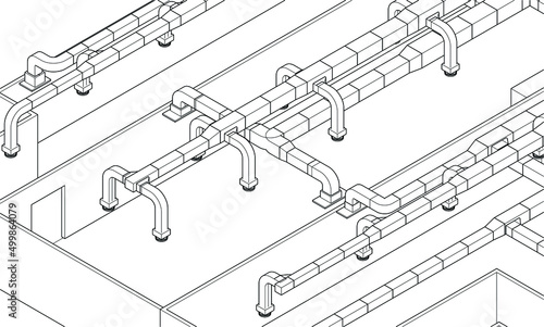 illustration of air ducts BIM design 3d vector