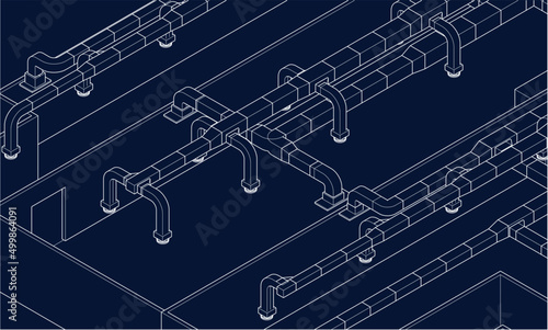 illustration of air ducts BIM design 3d vector blueprint
