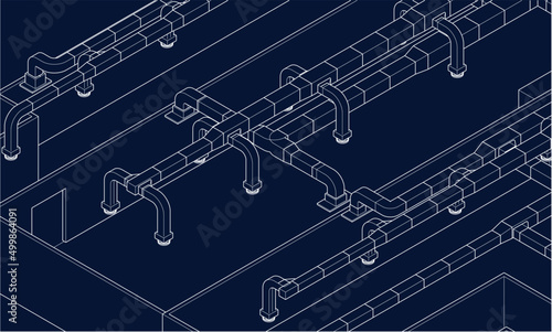 illustration of air ducts BIM design 3d vector blueprint