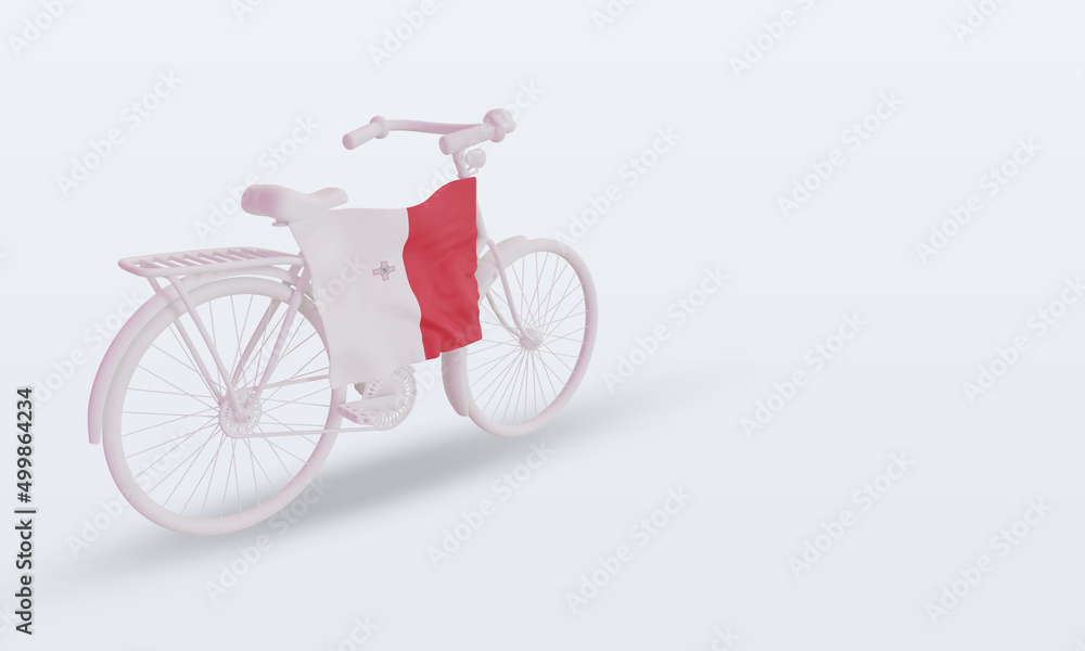 3d bycycle day Malta flag rendering left view