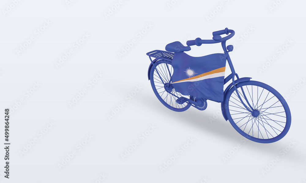 Fototapeta premium 3d bycycle day Marshall Islands flag rendering right view