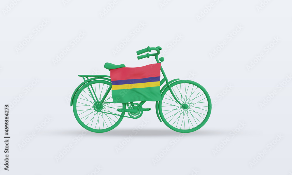 3d bycycle day Mauritius flag rendering front view 3d bycycle day Mauritius flag rendering front view