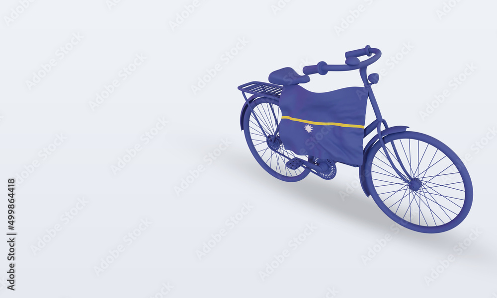 Fototapeta premium 3d bycycle day Nauru flag rendering right view