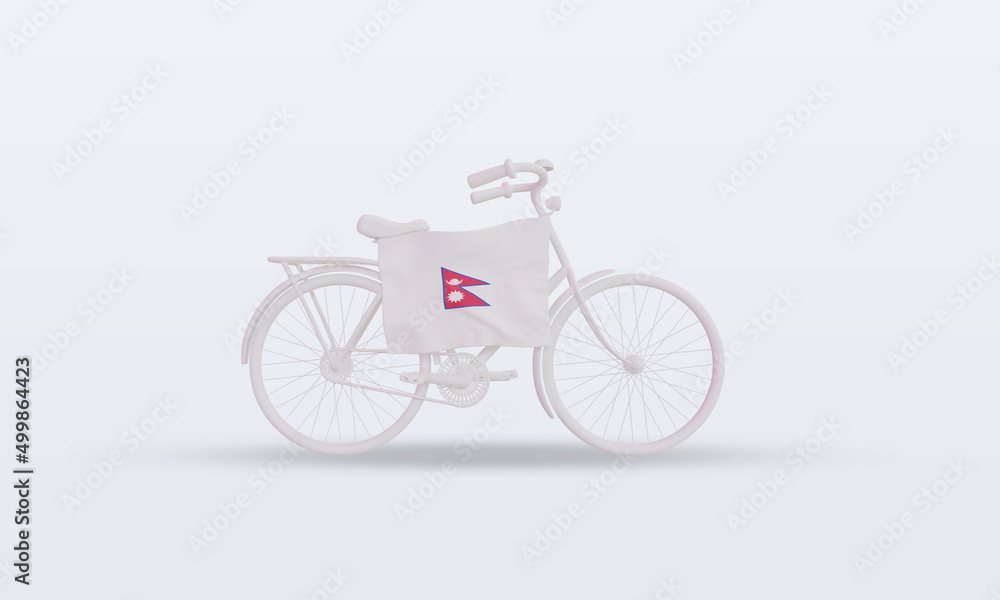 3d bycycle day Nepal flag rendering front view