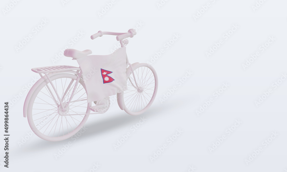 3d bycycle day Nepal flag rendering left view