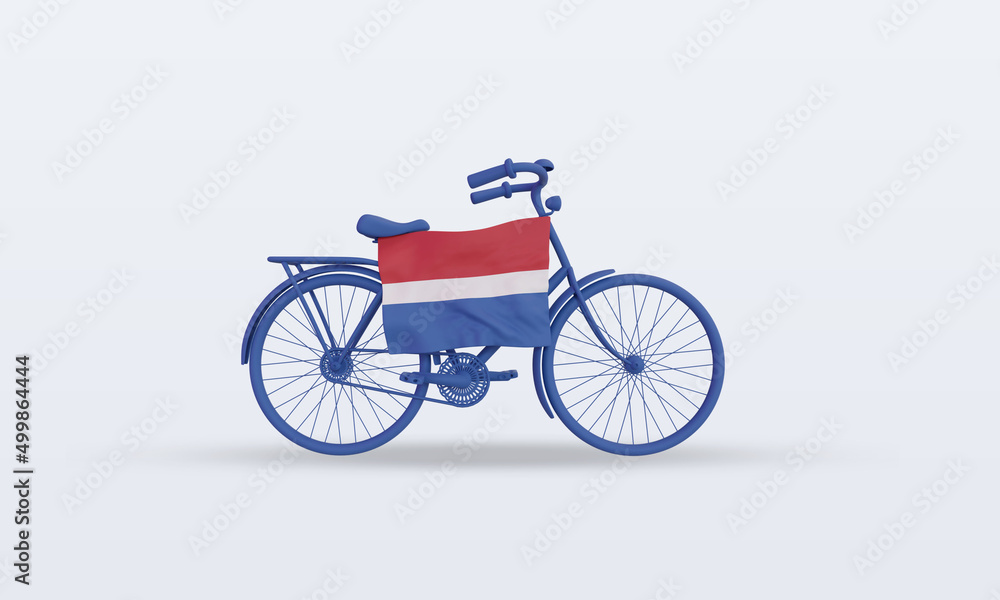 3d bycycle day Netherlands flag rendering front view