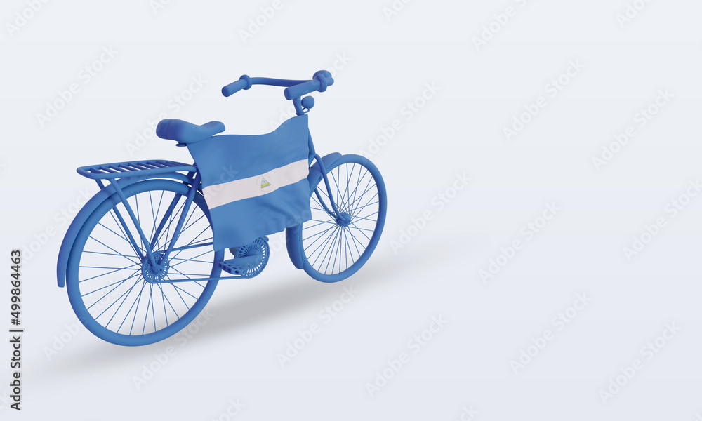 3d bycycle day Nicaragua flag rendering left view 3d bycycle day Nicaragua flag rendering left view