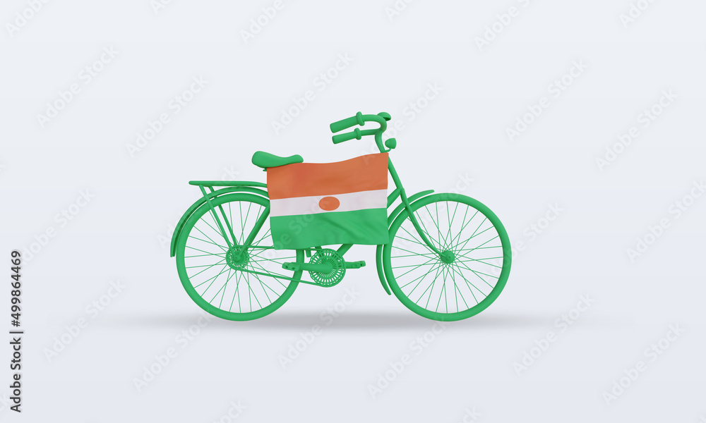 3d bycycle day Niger flag rendering front view 3d bycycle day Niger flag rendering front view