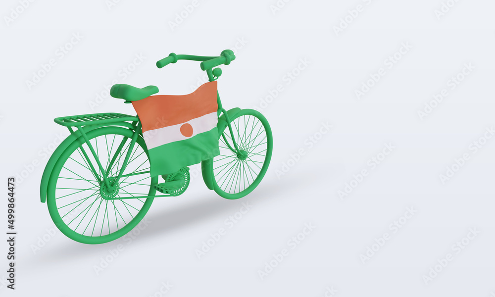 3d bycycle day Niger flag rendering left view 3d bycycle day Niger flag rendering left view