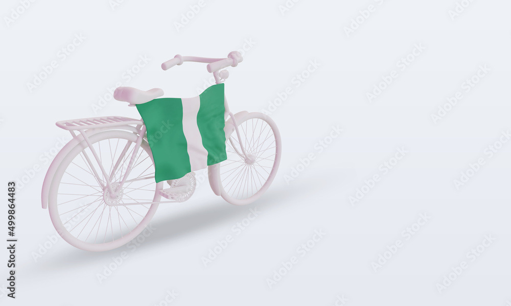 3d bycycle day Nigeria flag rendering left view 3d bycycle day Nigeria flag rendering left view