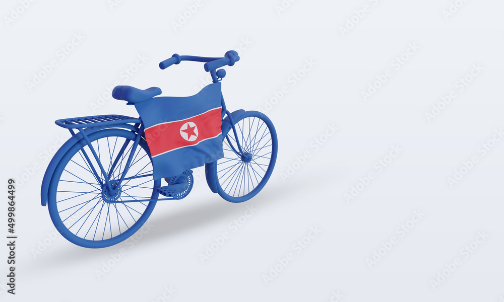 3d bycycle day North Korea flag rendering left view