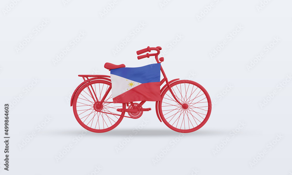 3d bycycle day Philippines flag rendering front view