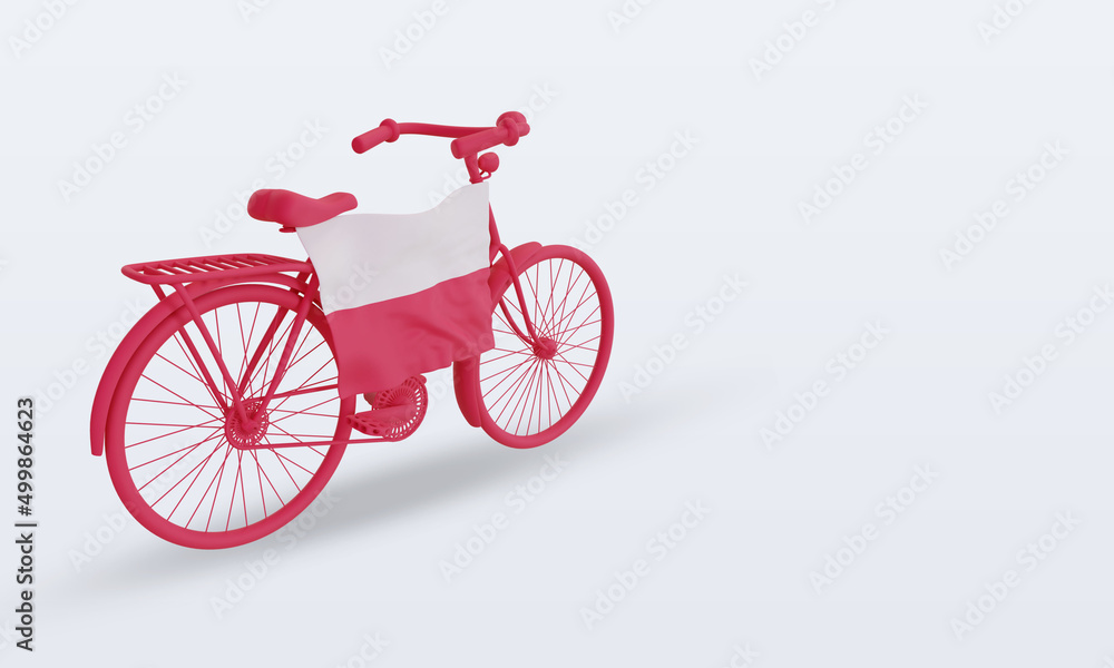 3d bycycle day Poland flag rendering left view 3d bycycle day Poland flag rendering left view