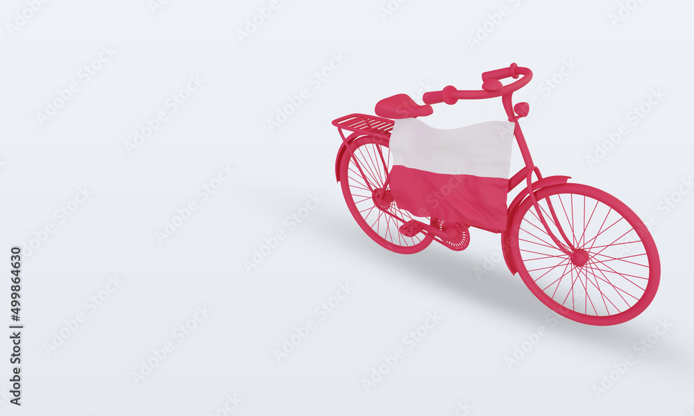 Fototapeta premium 3d bycycle day Poland flag rendering right view