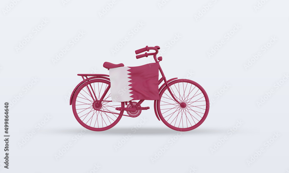 Fototapeta premium 3d bycycle day Qatar flag rendering front view