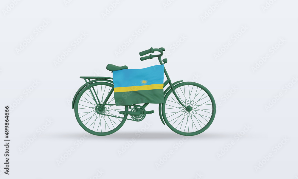 Fototapeta premium 3d bycycle day Rwanda flag rendering front view
