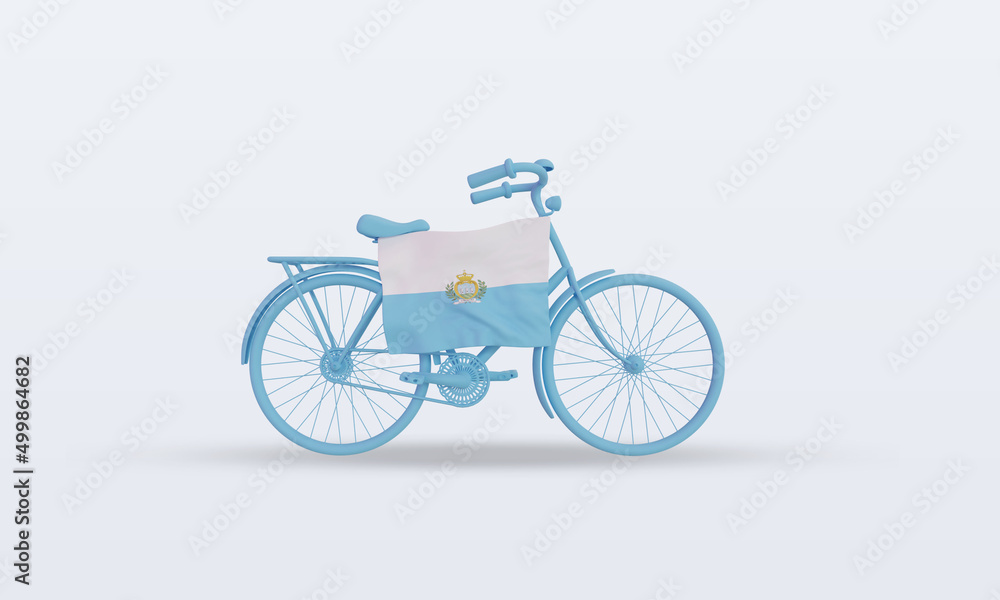 Fototapeta premium 3d bycycle day San Marino flag rendering front view