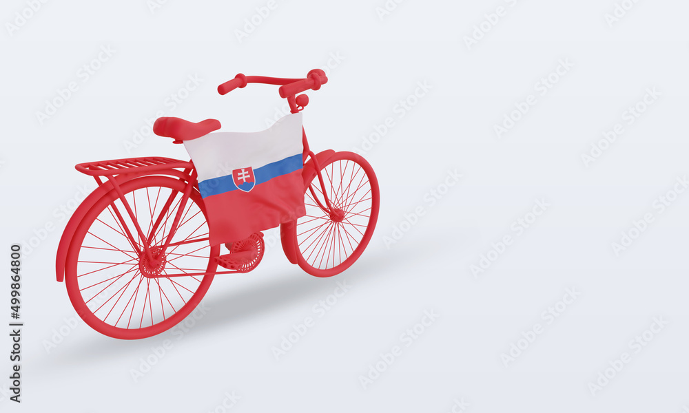 3d bycycle day Slovakia flag rendering left view 3d bycycle day Slovakia flag rendering left view