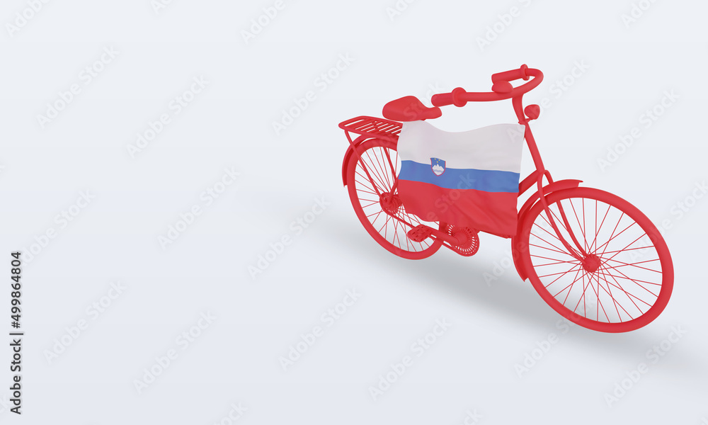 3d bycycle day Slovenia flag rendering right view
