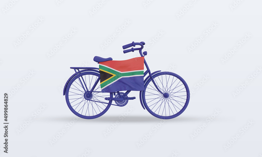 3d bycycle day South Africa flag rendering front view 3d bycycle day South Africa flag rendering front view