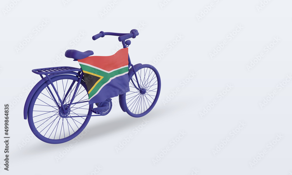 3d bycycle day South Africa flag rendering left view