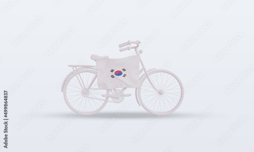 3d bycycle day South Korea flag rendering front view 3d bycycle day South Korea flag rendering front view