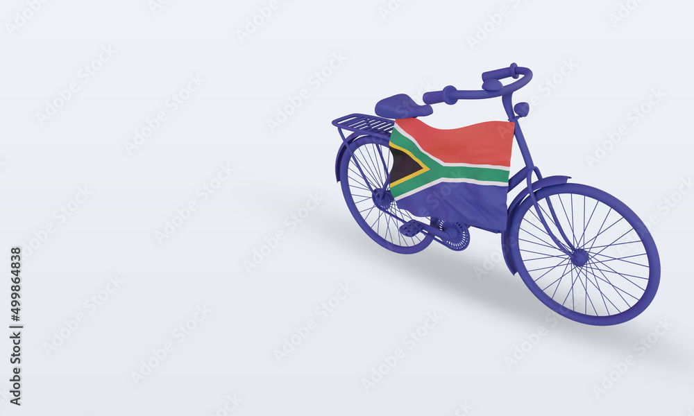 Fototapeta premium 3d bycycle day South Africa flag rendering right view