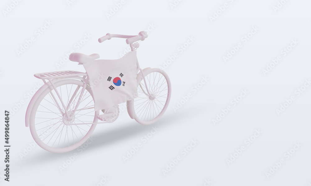 3d bycycle day South Korea flag rendering left view 3d bycycle day South Korea flag rendering left view