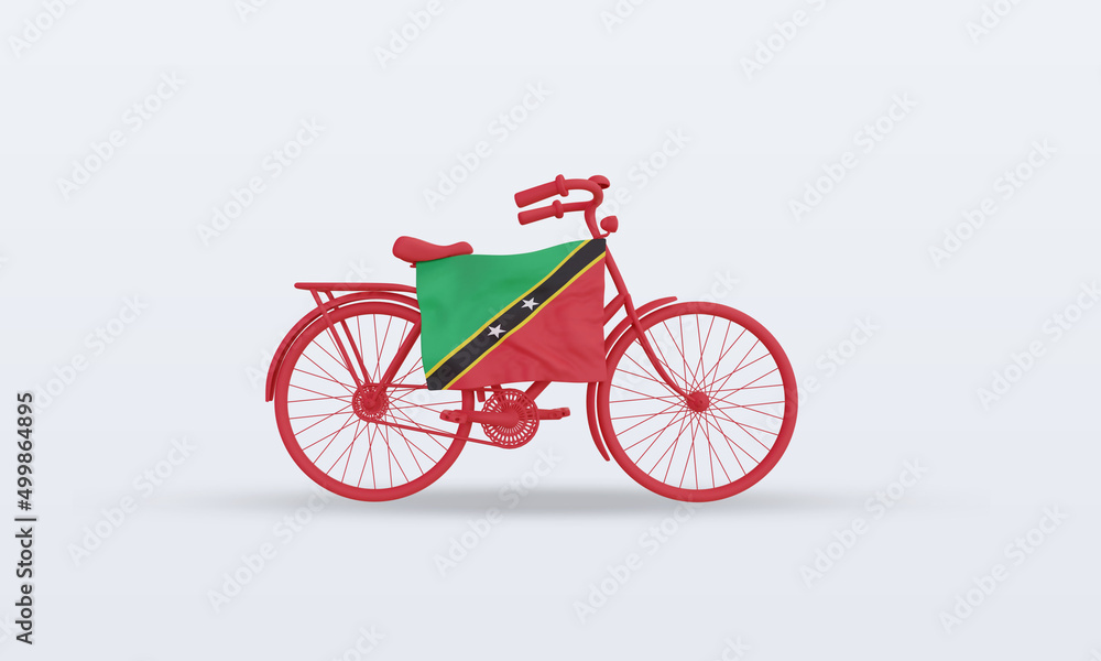 3d bycycle day St Kitts and Nevis flag rendering front view 3d bycycle day St Kitts and Nevis flag rendering front view