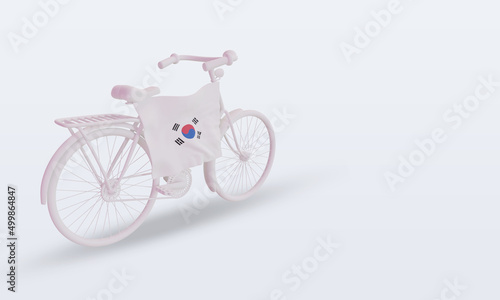 3d bycycle day South Korea flag rendering left view