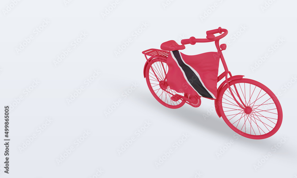 3d bycycle day Trinidad and Tobago flag rendering right view 3d bycycle day Trinidad and Tobago flag rendering right view