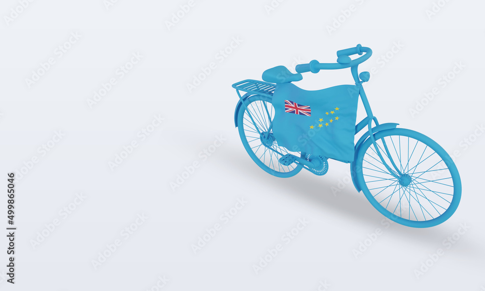 Naklejka premium 3d bycycle day Tuvalu flag rendering right view